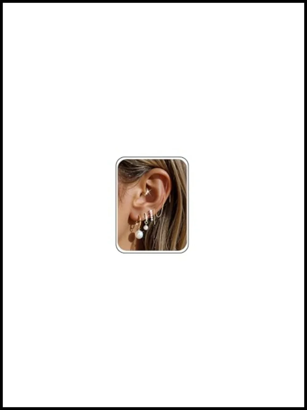 5 Pairs Pearl Huggie Earrings Stack Set Gold Dangle Hoop Earrings for Women